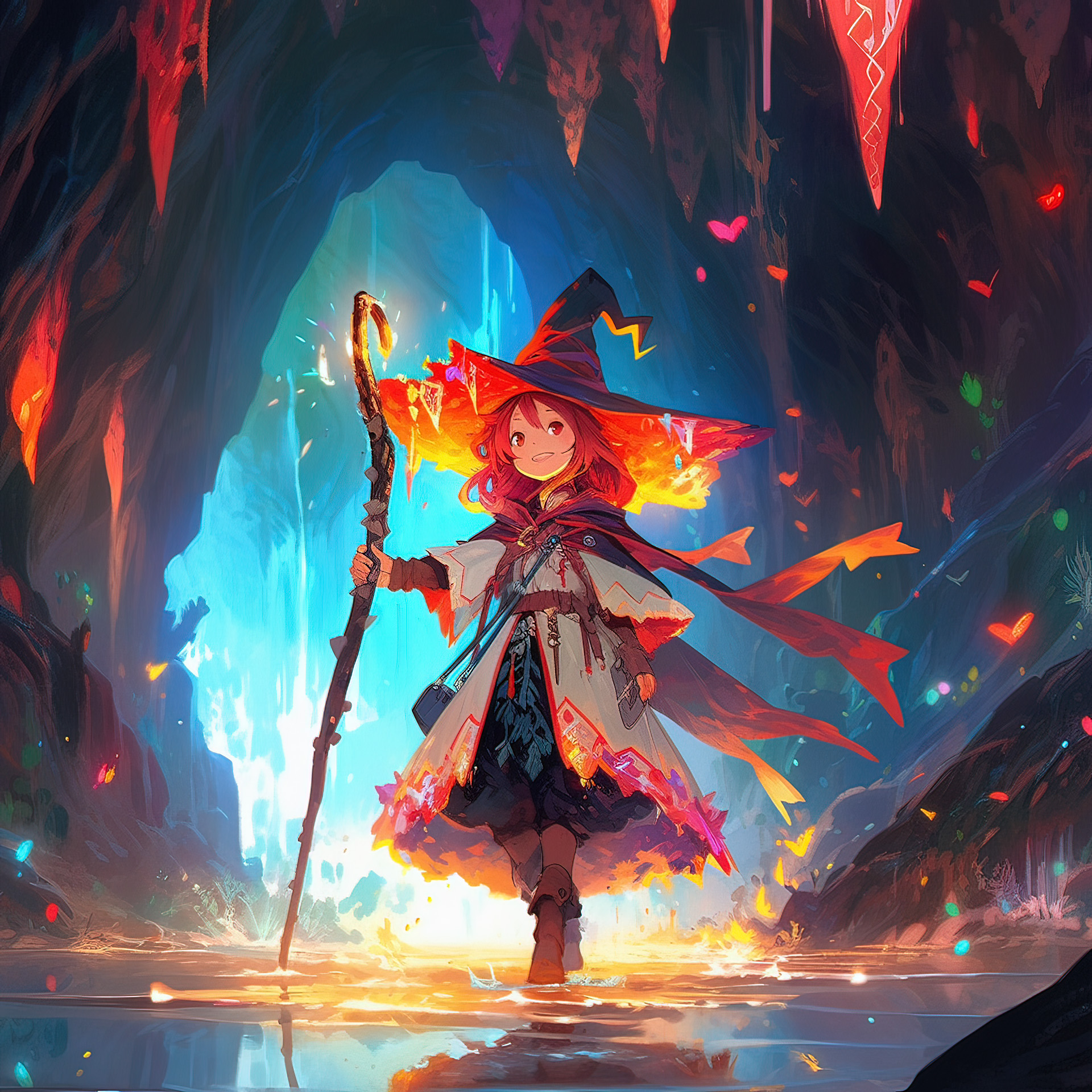 0017 Excited Witch in a Cave 1920 OR Wonders of the Arcane: Embracing the Magical Depths